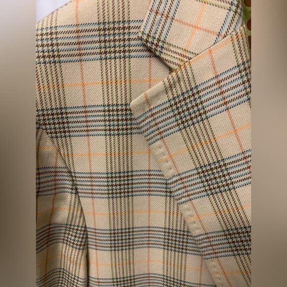KUHLMAN Men’s Plaid‎ Beige Tan Brown Orange Blazer Suit Jacket 40 US 50 EU Long - Picture 6 of 7